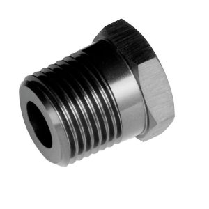 Redhorse Performance Adapter Fitting, 912 Series, 1/8 Inch Pipe Female Thread to 1/4 Inch Male, Anodized, Black, Aluminum, Single – 912-04-02-2