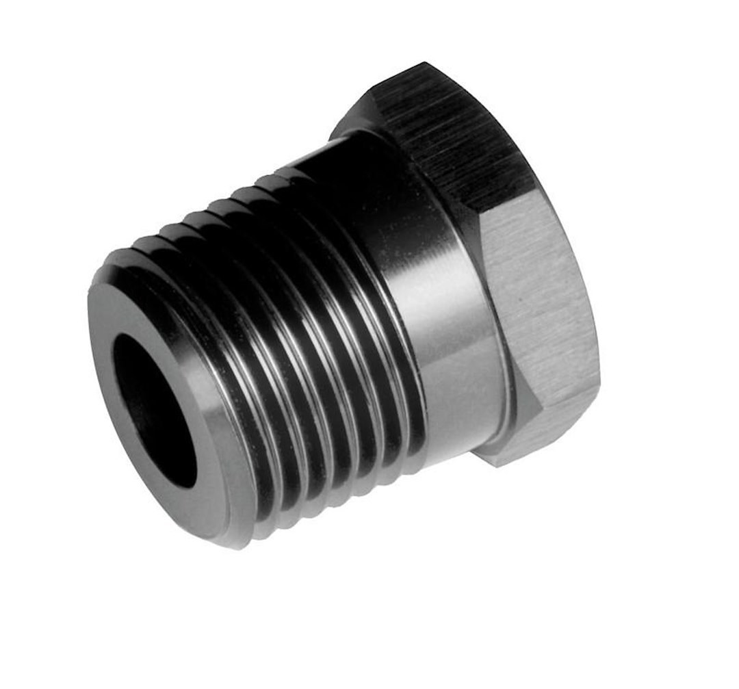 Redhorse Performance Adapter Fitting, 912 Series, 1/8 Inch Pipe Female Thread to 1/4 Inch Male, Anodized, Black, Aluminum, Single – 912-04-02-2