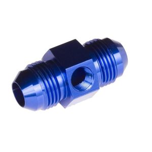 Redhorse Performance Fuel Pressure Gauge Fitting, 9190 Series, -06 AN Male to -06 AN Male, Straight, 1/8 NPT Side Port, Anodized, Blue – 9190-06-1