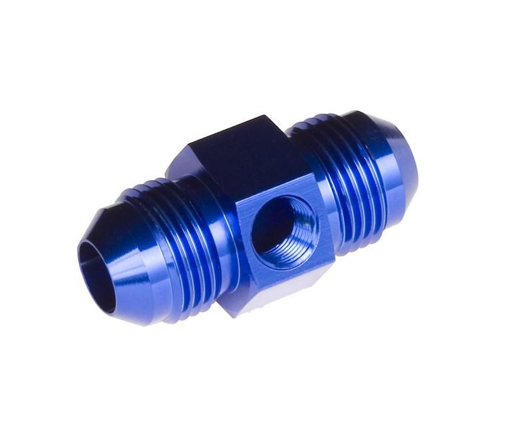 Redhorse Performance Fuel Pressure Gauge Fitting, 9190 Series, -06 AN Male to -06 AN Male, Straight, 1/8 NPT Side Port, Anodized, Blue – 9190-06-1