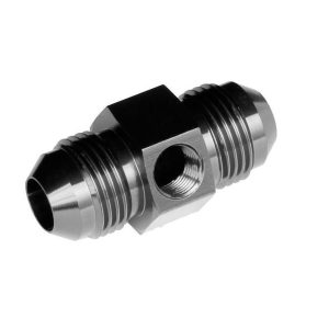 Redhorse Performance Fuel Pressure Gauge Fitting, 9190 Series, -06 AN Male to -06 AN Male, Straight, 1/8 NPT Side Port, Anodized, Black – 9190-06-2