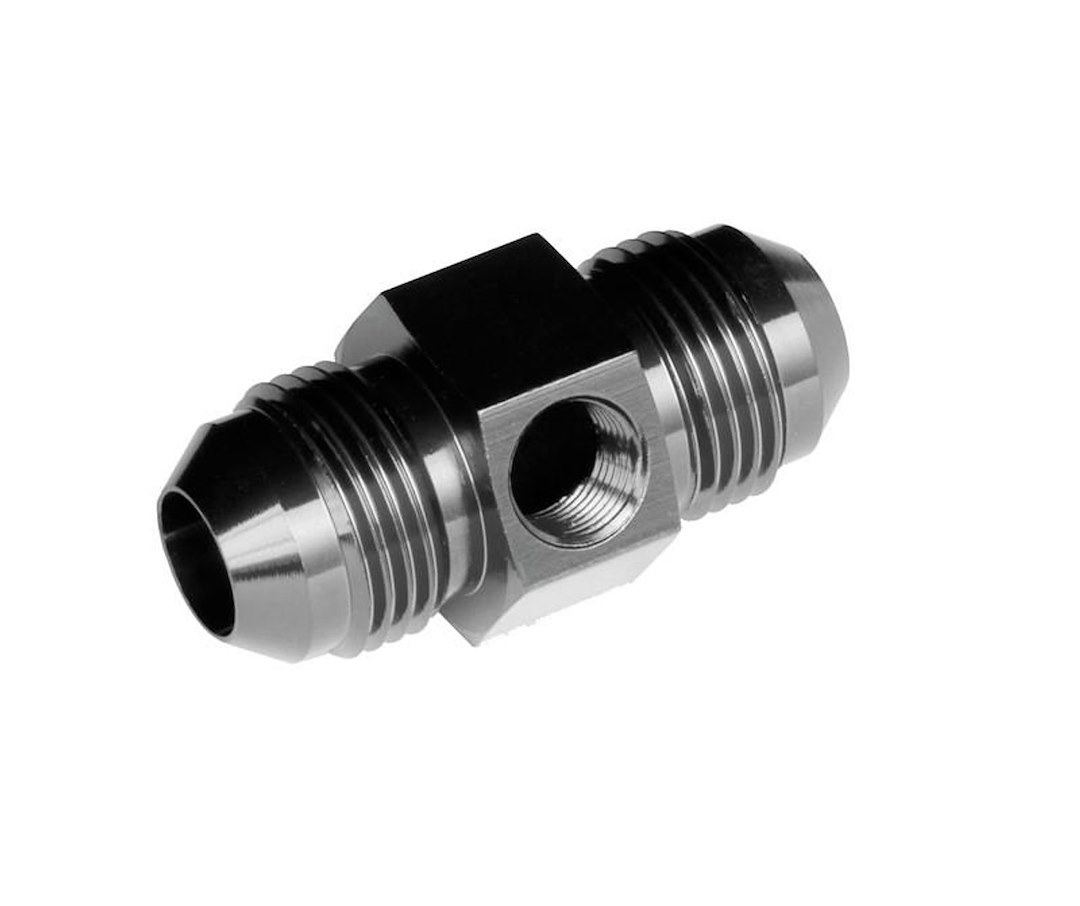 Redhorse Performance Fuel Pressure Gauge Fitting, 9190 Series, -06 AN Male to -06 AN Male, Straight, 1/8 NPT Side Port, Anodized, Black – 9190-06-2