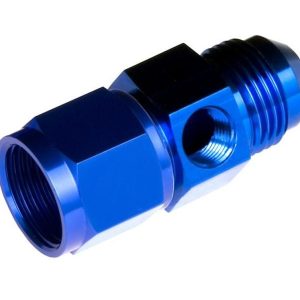 Redhorse Performance Fuel Pressure Gauge Fitting, 9192 Series, -06 AN Female to -06 AN Male, Straight, 1/8 NPT Side Port, Anodized, Blue – 9192-06-1