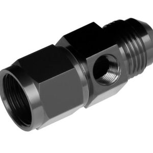 Redhorse Performance Fuel Pressure Gauge Fitting, 9192 Series, -08 AN Female to -08 AN Male, Straight, 1/8 NPT Side Port, Anodized, Black – 9192-08-2