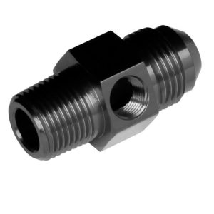 Redhorse Performance Adapter Fitting, 9194 Series, -6 AN to 3/8 Inch NPT Male with 1/8 Inch NPT Port, Anodized, Black, Aluminum, Single – 9194-06-06-2