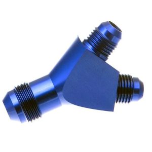 Redhorse Performance Adapter Fitting, 930 Series, -6 AN Male to Dual -6 AN Male, Anodized, Blue, Aluminum, Single – 930-06-06-1