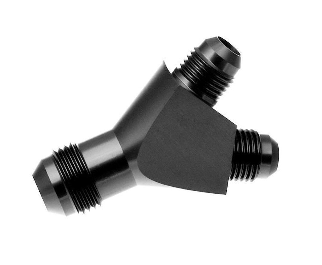 Redhorse Performance Adapter Fitting, 930 Series, -8 AN Male to Dual -6 AN Male, Anodized, Black, Aluminum, Single – 930-08-06-2