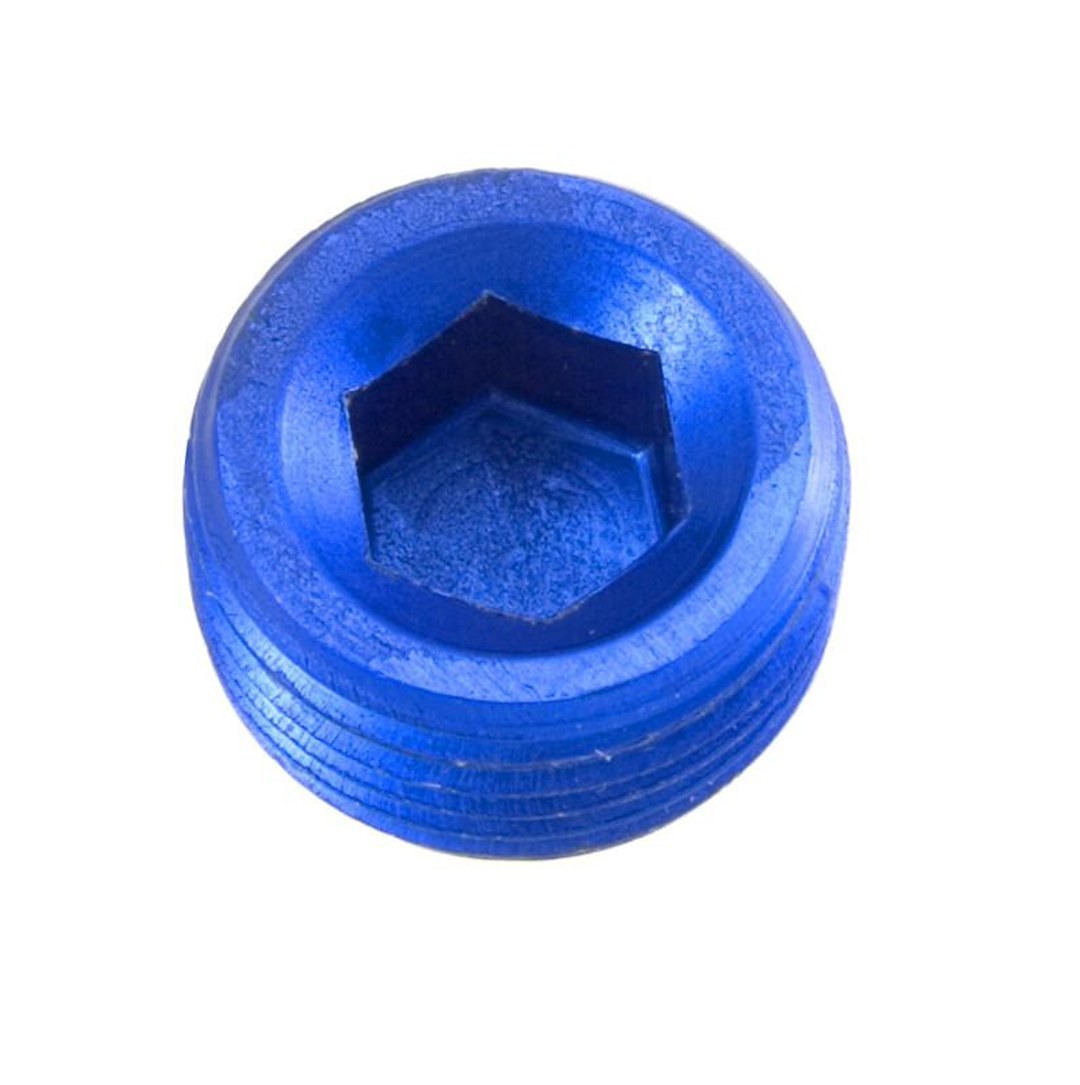 Redhorse Performance Pipe Plug Fitting, 932 Series, 1/2 Inch Pipe Thread Size, Anodized, Blue, Single – 932-08-1