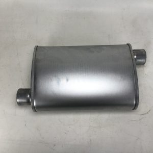 Rumble Exhst Exhaust Muffler, Aluminized Steel, Single 2-1/4 Inch Offset Inlet, Single 2-1/4 Inch Offset Outlet, 14 Inch Overall Length – R27714