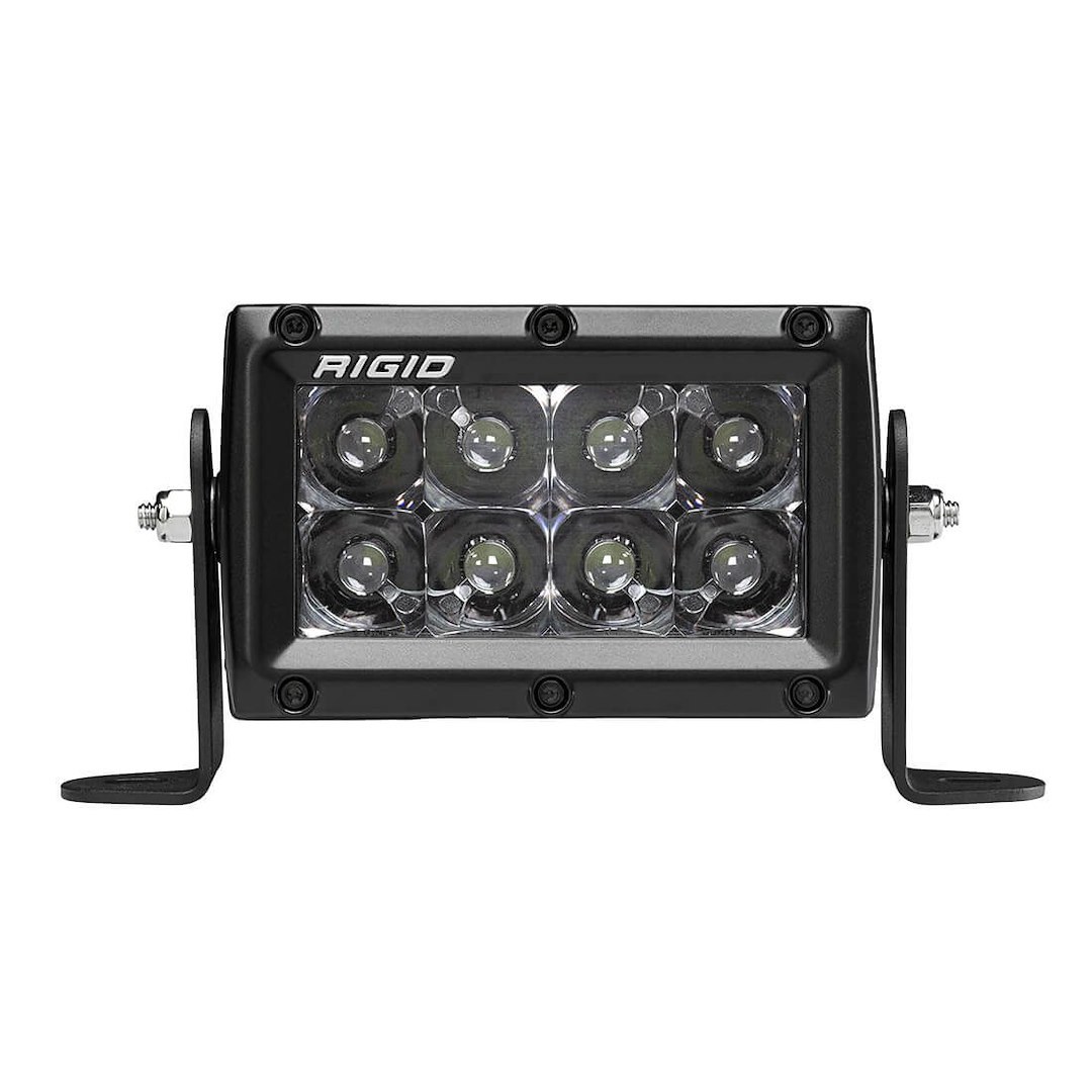 Rigid Industries Light Bar, E-Series Midnight Edition, LED, 4 Inch Length, 8 Clear Bulb, 56 Watt/ 4.36 Amp Draw, Spot Beam – 104213BLK