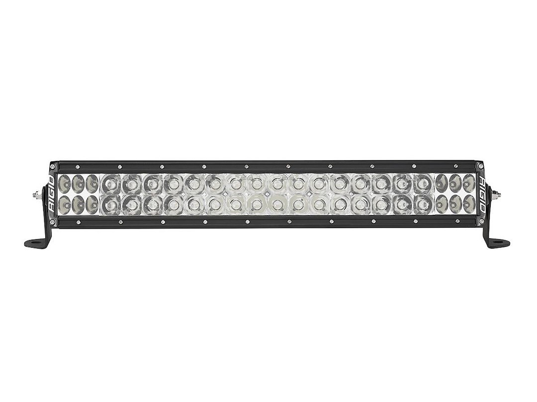 Rigid Industries Light Bar, E2 Series, LED, 20 Inch Length, 40 Clear Bulb, 319 Watt/ 23 Amp Draw, Spot/ Driving Combo Beam, 34848 Raw Lumens – 122313