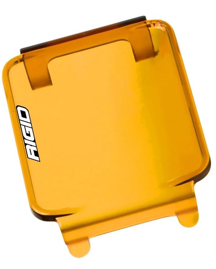 Rigid Industries Driving/ Fog Light Cover, D-Series (dually), 3-3/16 Inch Square, Amber, Polycarbonate, With Rigid Industries Text, Single – 201933