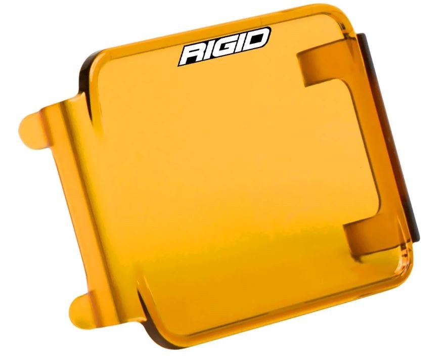 Rigid Industries Driving/ Fog Light Cover, D-Series (dually), 3-3/16 Inch Square, Amber, Polycarbonate, With Rigid Industries Text, Single – 201933
