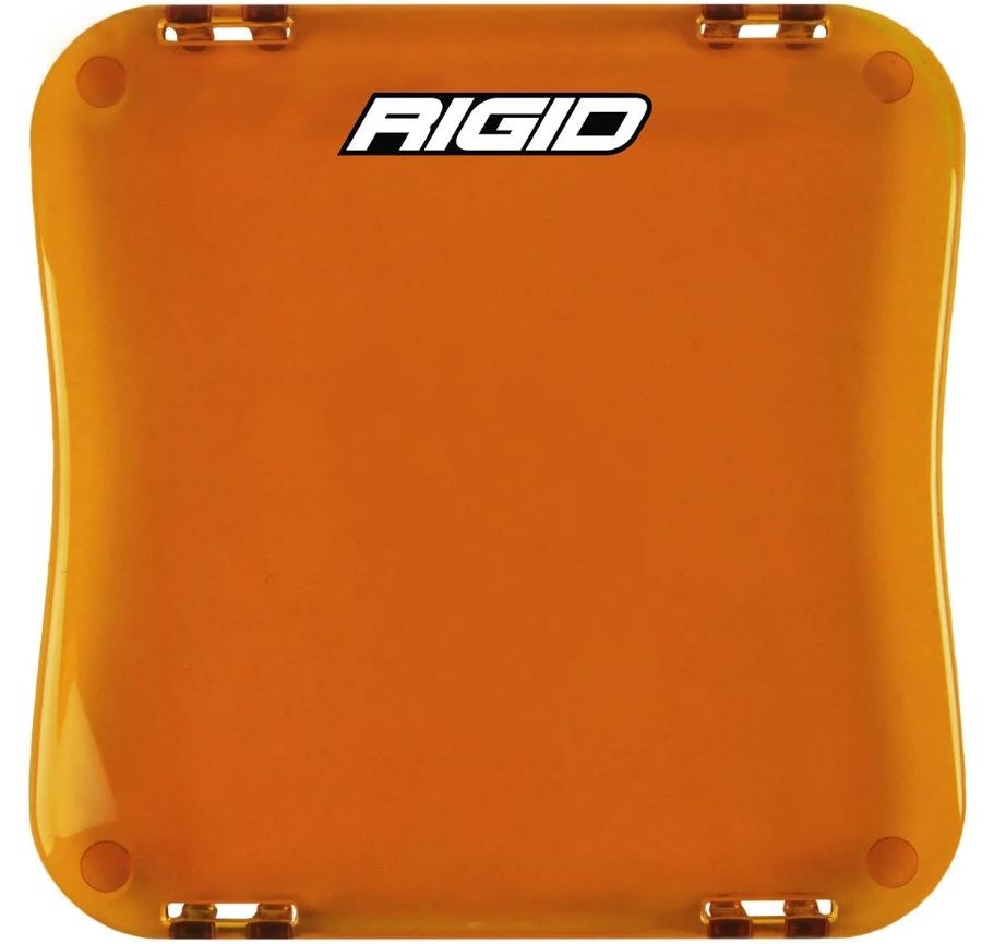 Rigid Industries Driving/ Fog Light Cover, Dually XL, 4 Inch Square, Amber, Polycarbonate, With Rigid Industries Text, Single – 321933