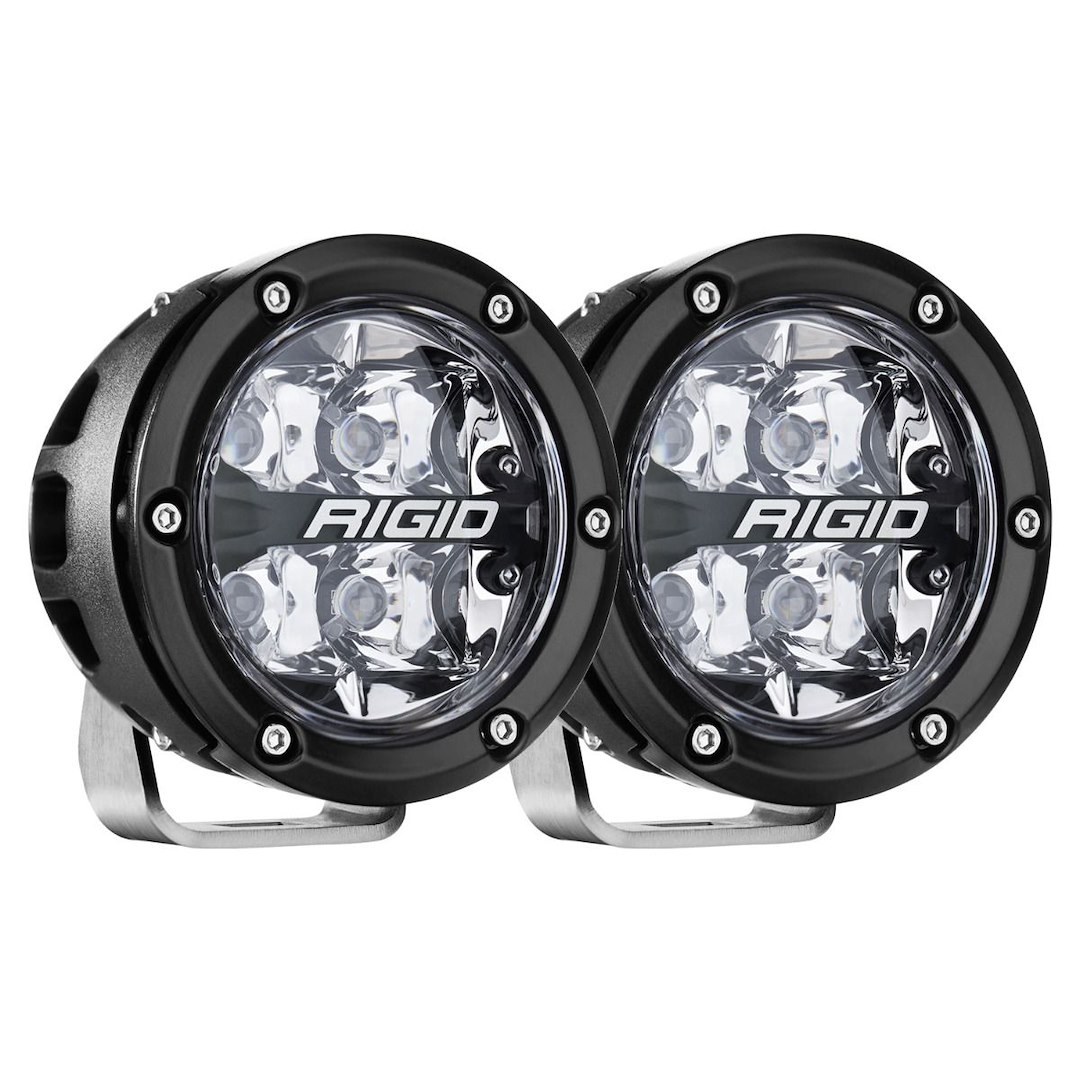 Rigid Industries Driving/ Fog Light, 360 Series, LED Bulb, 4 Inch Round, 28 Watt, 4 Amp Draw, Spot Beam, 4-LED Rgbw Backlighting – 36112