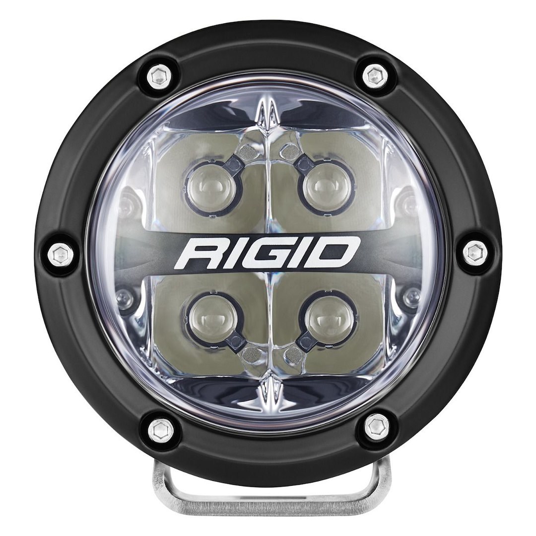 Rigid Industries Driving/ Fog Light, 360 Series, LED Bulb, 4 Inch Round, 28 Watt, 4 Amp Draw, Spot Beam, 4-LED Rgbw Backlighting – 36112