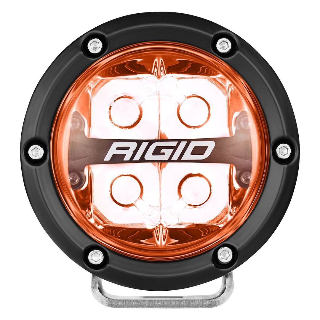 Rigid Industries Driving/ Fog Light, 360 Series, LED Bulb, 4 Inch Round, 28 Watt, 4 Amp Draw, Spot Beam, 4-LED Rgbw Backlighting – 36112