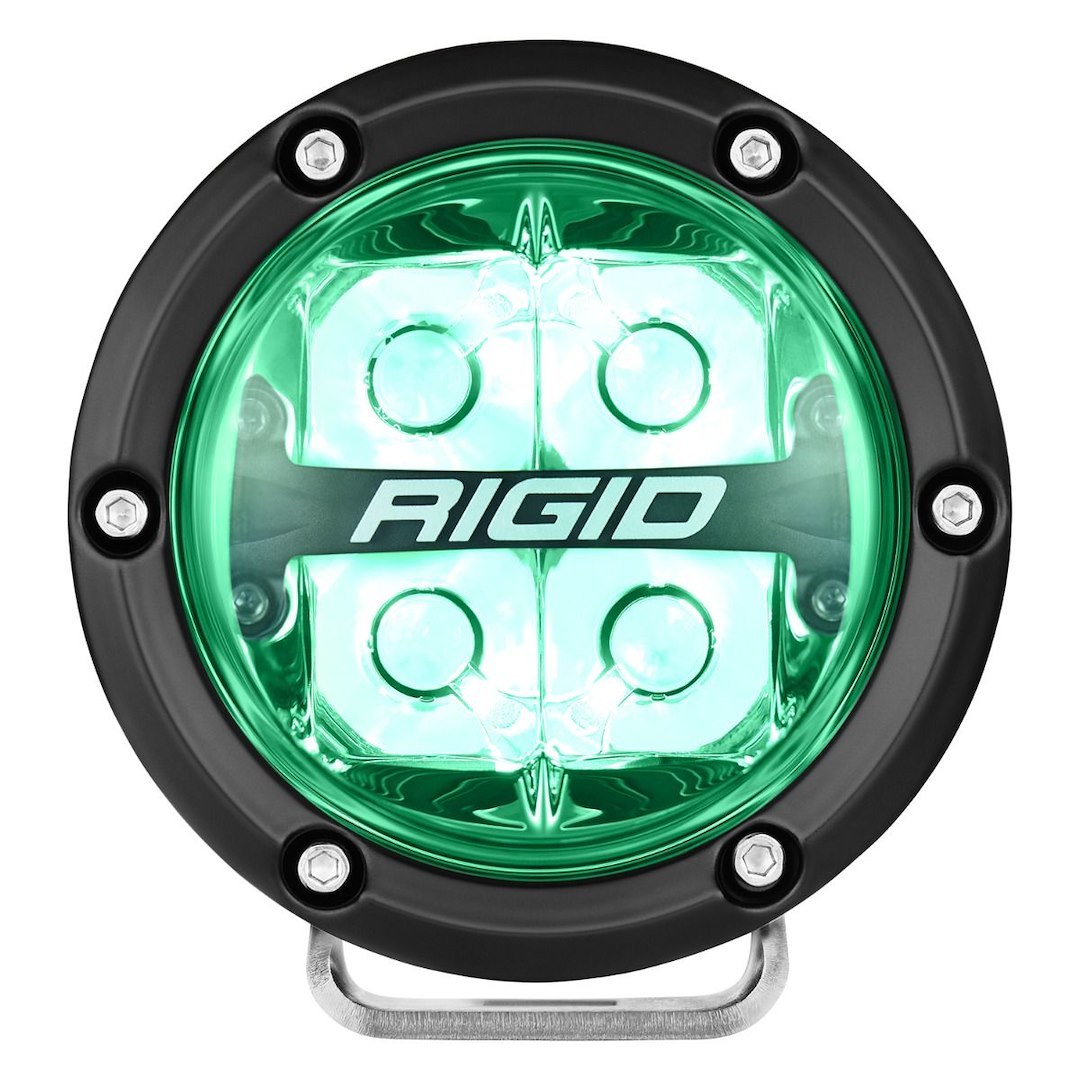 Rigid Industries Driving/ Fog Light, 360 Series, LED Bulb, 4 Inch Round, 28 Watt, 4 Amp Draw, Spot Beam, 4-LED Rgbw Backlighting – 36112