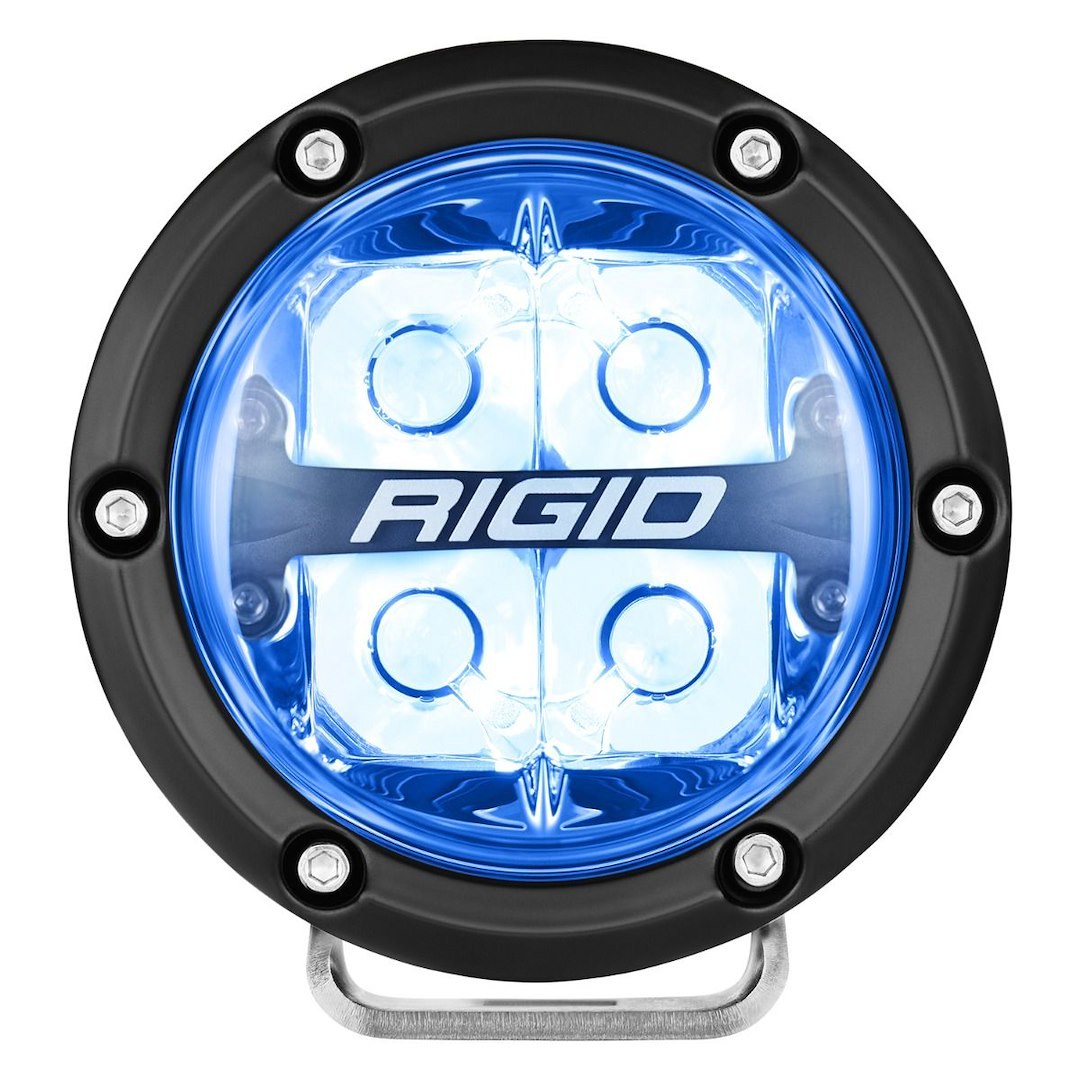 Rigid Industries Driving/ Fog Light, 360 Series, LED Bulb, 4 Inch Round, 28 Watt, 4 Amp Draw, Spot Beam, 4-LED Rgbw Backlighting – 36112