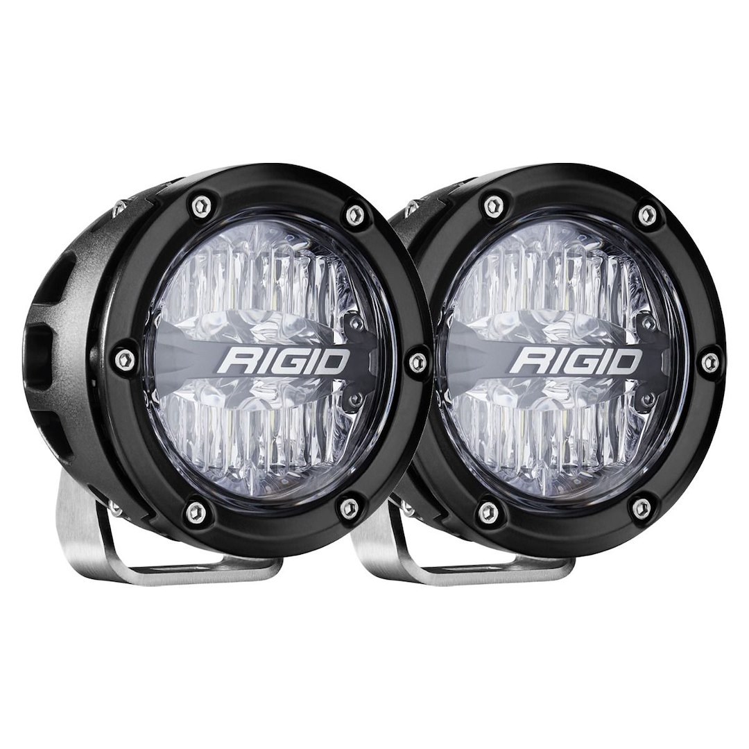 Rigid Industries Driving/ Fog Light, 360 Series, LED Bulb, 4 Inch Round, 28 Watt, 4 Amp Draw, Drive Beam, 4-LED Rgbw Backlighting – 36116