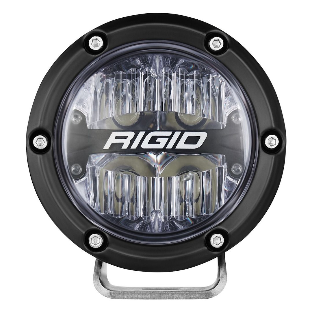 Rigid Industries Driving/ Fog Light, 360 Series, LED Bulb, 4 Inch Round, 28 Watt, 4 Amp Draw, Drive Beam, 4-LED Rgbw Backlighting – 36116