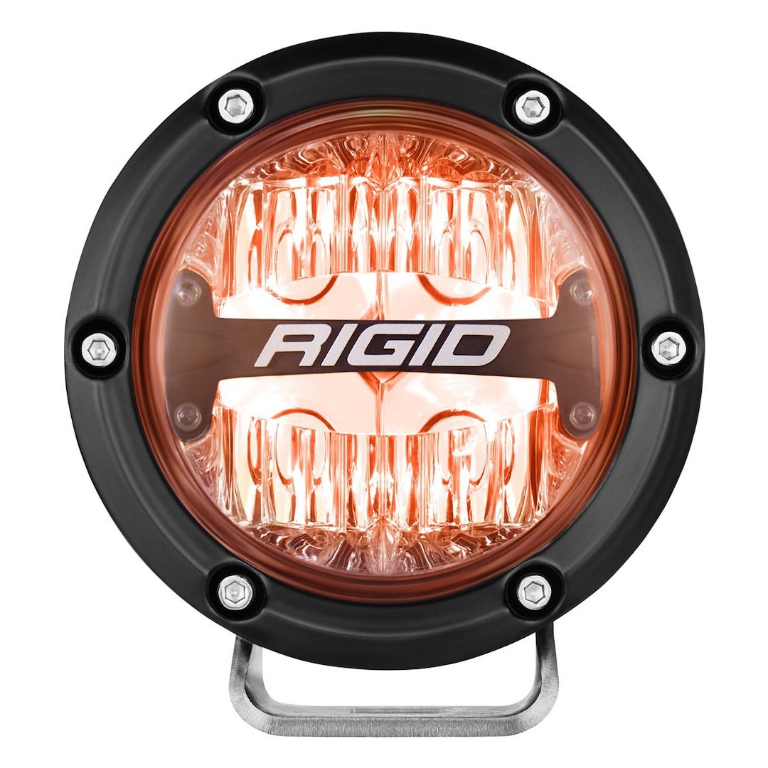 Rigid Industries Driving/ Fog Light, 360 Series, LED Bulb, 4 Inch Round, 28 Watt, 4 Amp Draw, Drive Beam, 4-LED Rgbw Backlighting – 36116