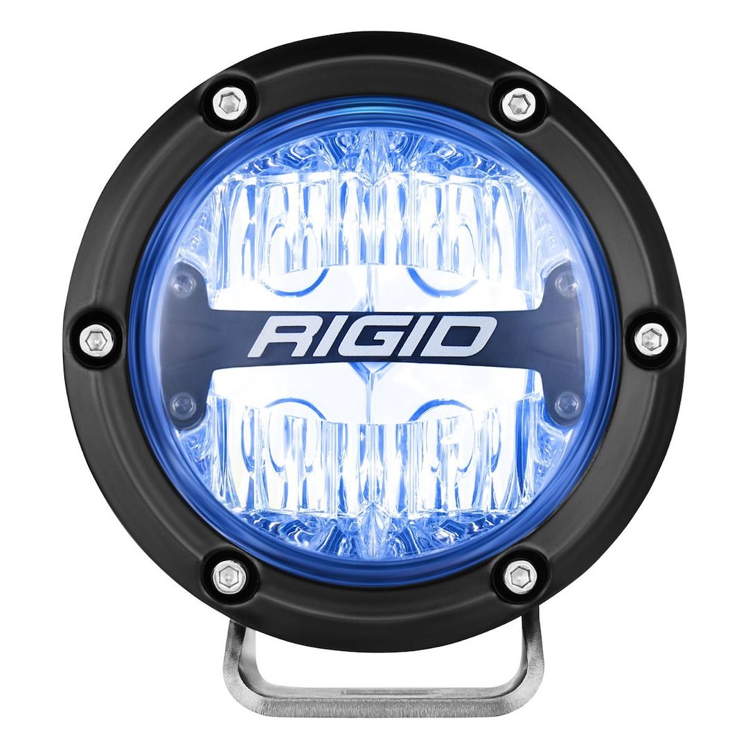 Rigid Industries Driving/ Fog Light, 360 Series, LED Bulb, 4 Inch Round, 28 Watt, 4 Amp Draw, Drive Beam, 4-LED Rgbw Backlighting – 36116