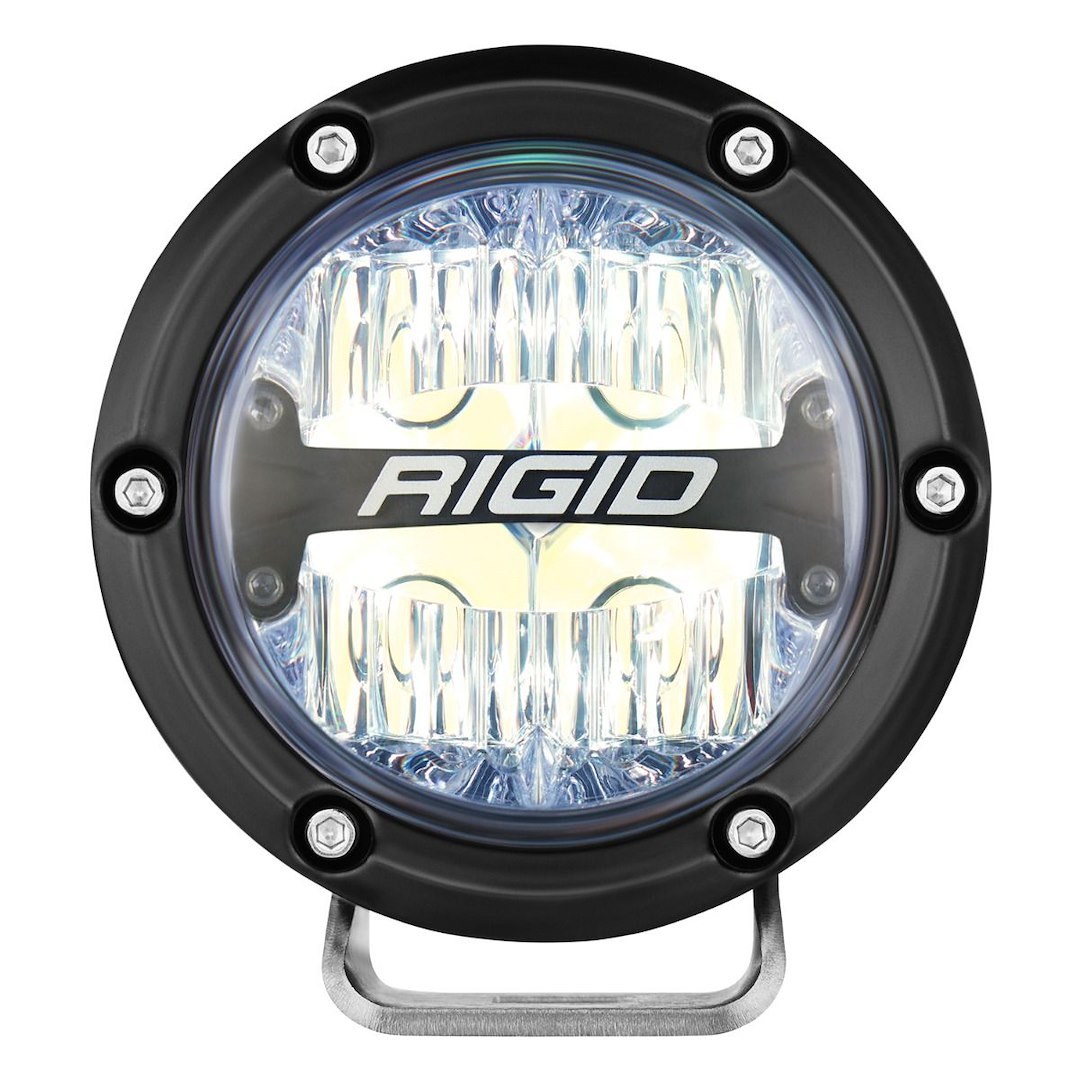 Rigid Industries Driving/ Fog Light, 360 Series, LED Bulb, 4 Inch Round, 28 Watt, 4 Amp Draw, Drive Beam, 4-LED Rgbw Backlighting – 36116