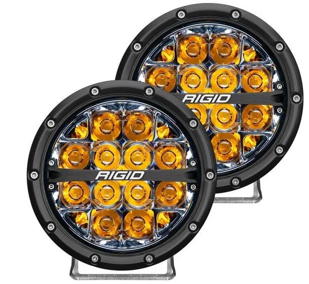 Rigid Industries Driving/ Fog Light, 360 Series, LED Bulb, Clear LED Spot Beam/ Amber LED Backlight Bulbs, 6 Inch Round, 72 Watt – 36201