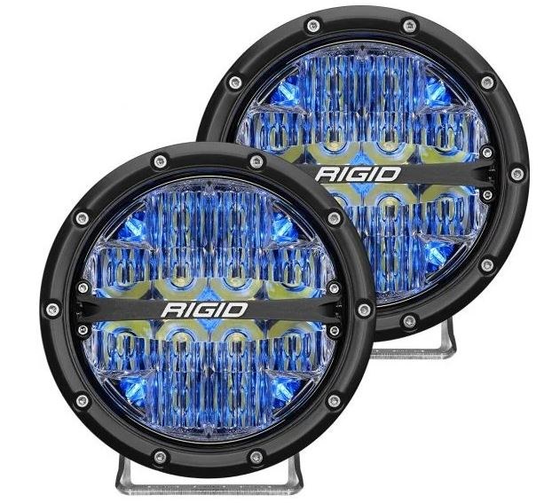 Rigid Industries Driving/ Fog Light, 360 Series, LED Bulb, Clear LED Spot Beam/ Blue LED Backlight Bulbs, 6 Inch Round, 72 Watt – 36207
