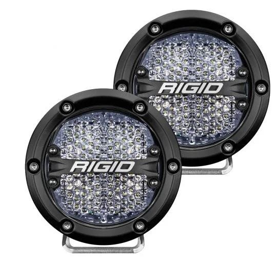 Rigid Industries Driving/ Fog Light, 360 Series, LED Bulb, Clear Bulbs, 4 Inch Round, 28 Watt, Diffused Beam with Backlight, 3060 Raw Lumens – 36208