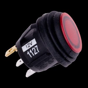 Rigid Industries Multi Purpose Switch, 12 Volt, Rocker Switch, 3/4 Inch Round, Lighted, Red Light, Without Safety Cover – 40191