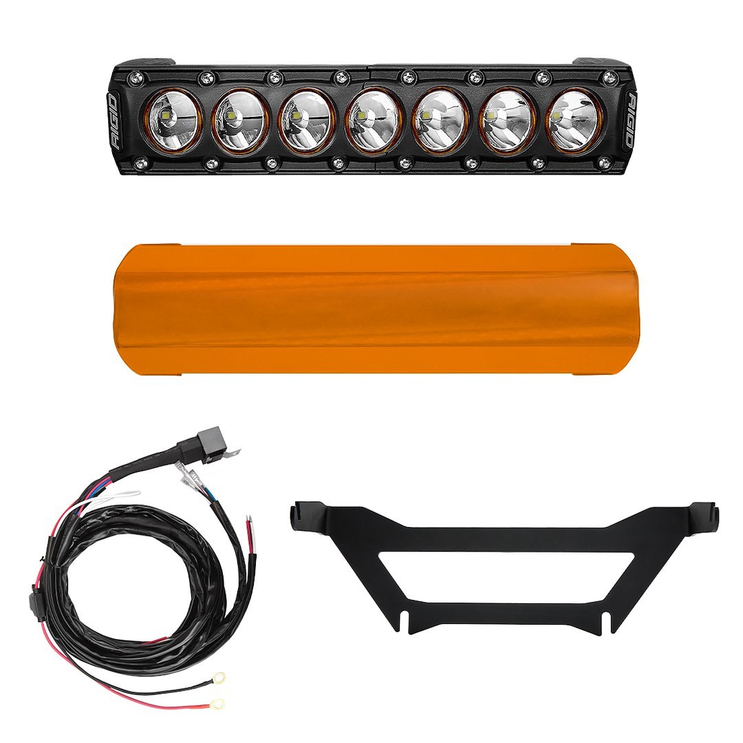 Rigid Industries Light Bar, Revolve, LED Bulb, 10 Inch Length, 7 Amber LED Bulbs, 47 Watt Bulb, 2.9 Amp Draw at 14 Volt, Broad Spot Beam – 41638