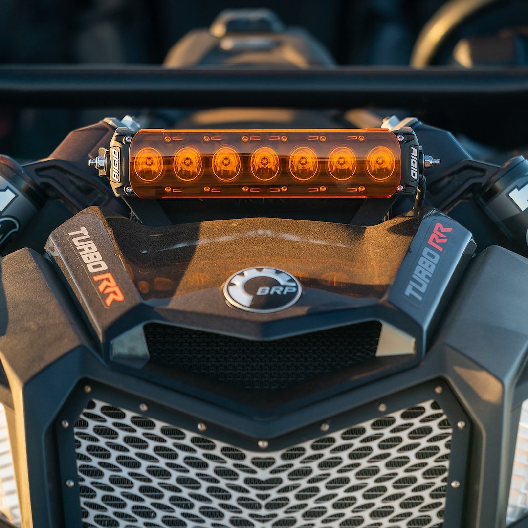 Rigid Industries Light Bar, Revolve, LED Bulb, 10 Inch Length, 7 Amber LED Bulbs, 47 Watt Bulb, 2.9 Amp Draw at 14 Volt, Broad Spot Beam – 41638