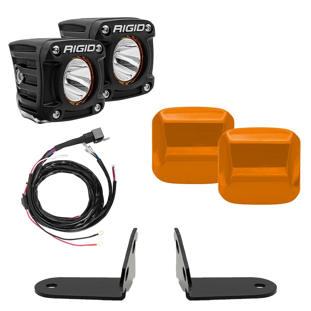 Rigid Industries Driving/ Fog Light, Revolve, LED Bulb, Amber Bulb, 4 Inch Square, 28 Watt Bulb, 2 Amp Draw at 14 Volt, Spot Beam, 3060 Lumens – 41673