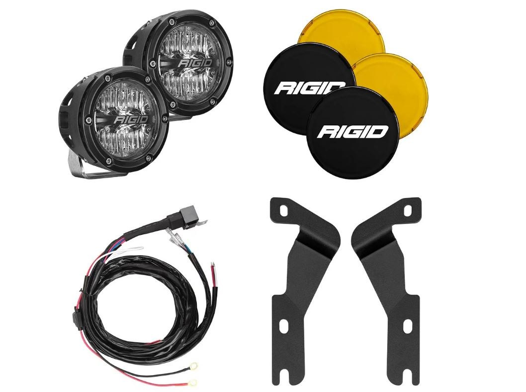 Rigid Industries Driving/ Fog Light, LED Bulb, Clear Bulbs, 4 Inch Round, Driving Beam, Clear Lens, Black Housing, A-Pillar Mount, Set of 2 – 46708