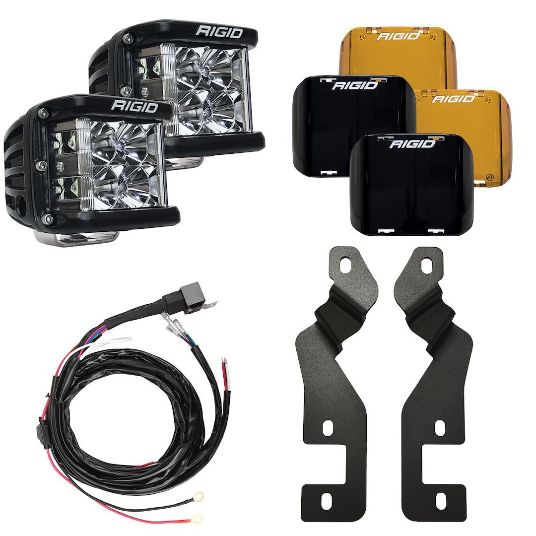 Rigid Industries Driving/ Fog Light, LED Bulb, Square, Flood Beam, Clear Lens, Black Housing, A-Pillar Mount – 46710
