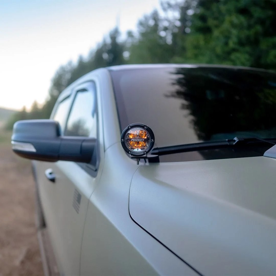 Rigid Industries Driving/ Fog Light Mounting Bracket, Bolt-On, Powder Coated, Mounts One Light, Black, Stainless Steel, Set of 2 – 46717