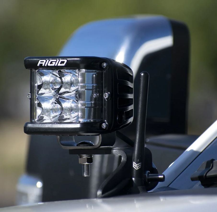 Rigid Industries Driving/ Fog Light Mounting Bracket, A-Pillar Mount, Powder Coated, Mounts One Light, Black, Stainless Steel – 46735