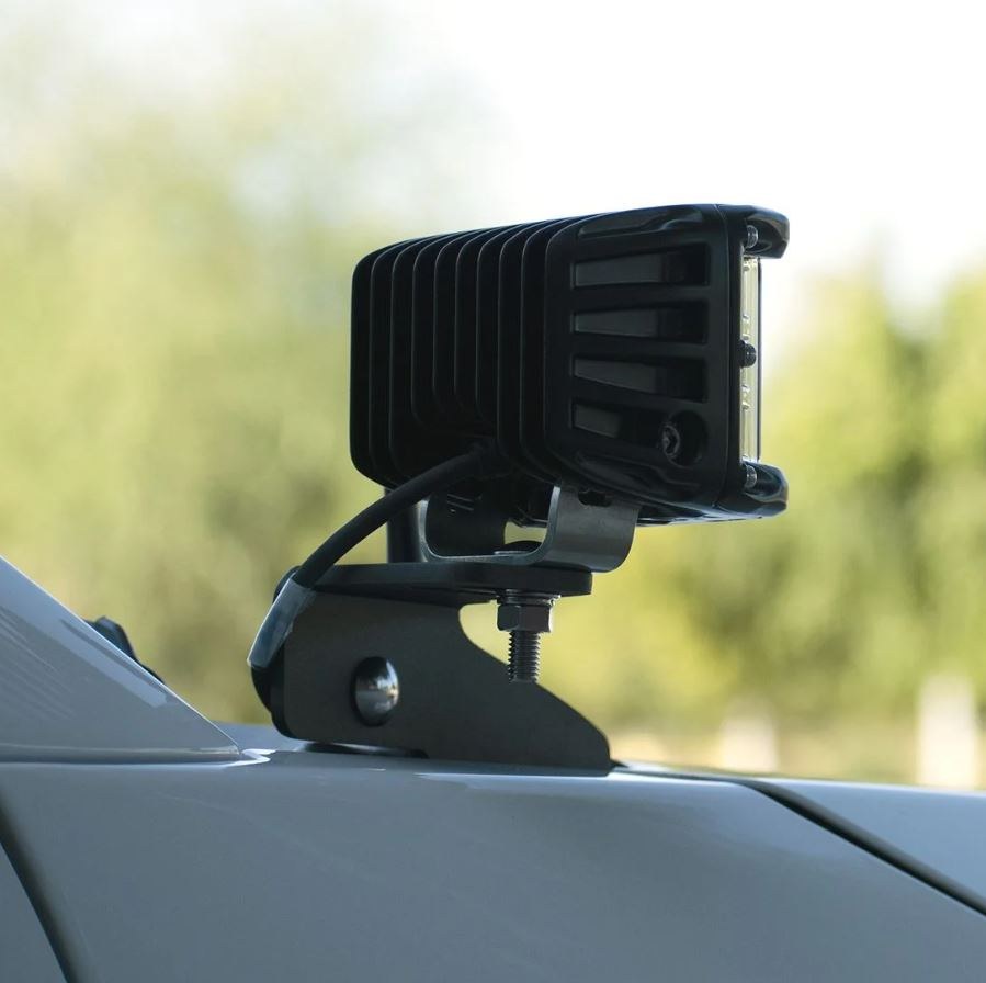 Rigid Industries Driving/ Fog Light Mounting Bracket, A-Pillar Mount, Powder Coated, Mounts One Light, Black, Stainless Steel – 46735