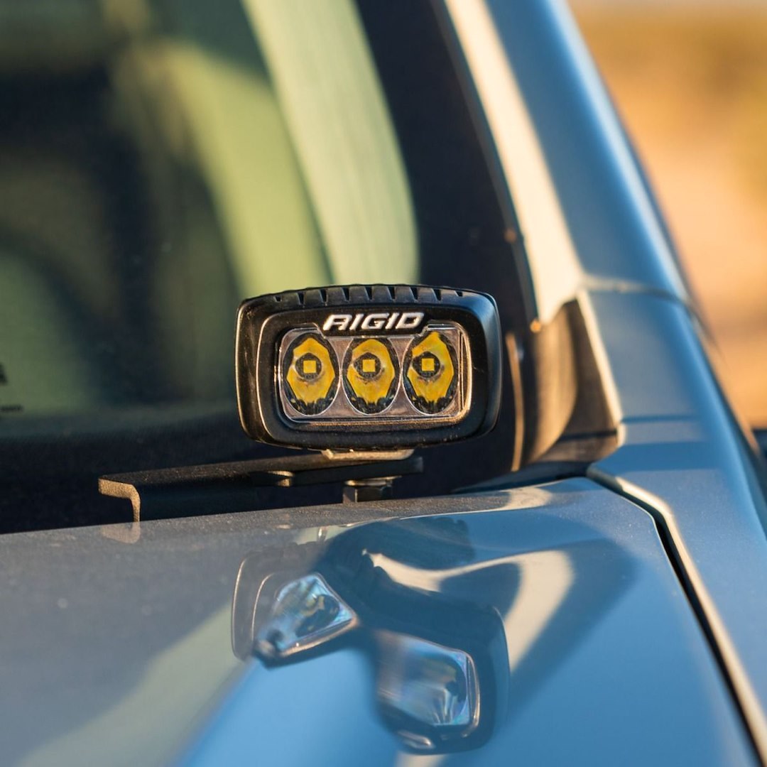 Rigid Industries Driving/ Fog Light Mounting Bracket, Bolt-On A-Pillar Mount, Powder Coated, Mounts Two Lights, Black, Stainless Steel – 46750