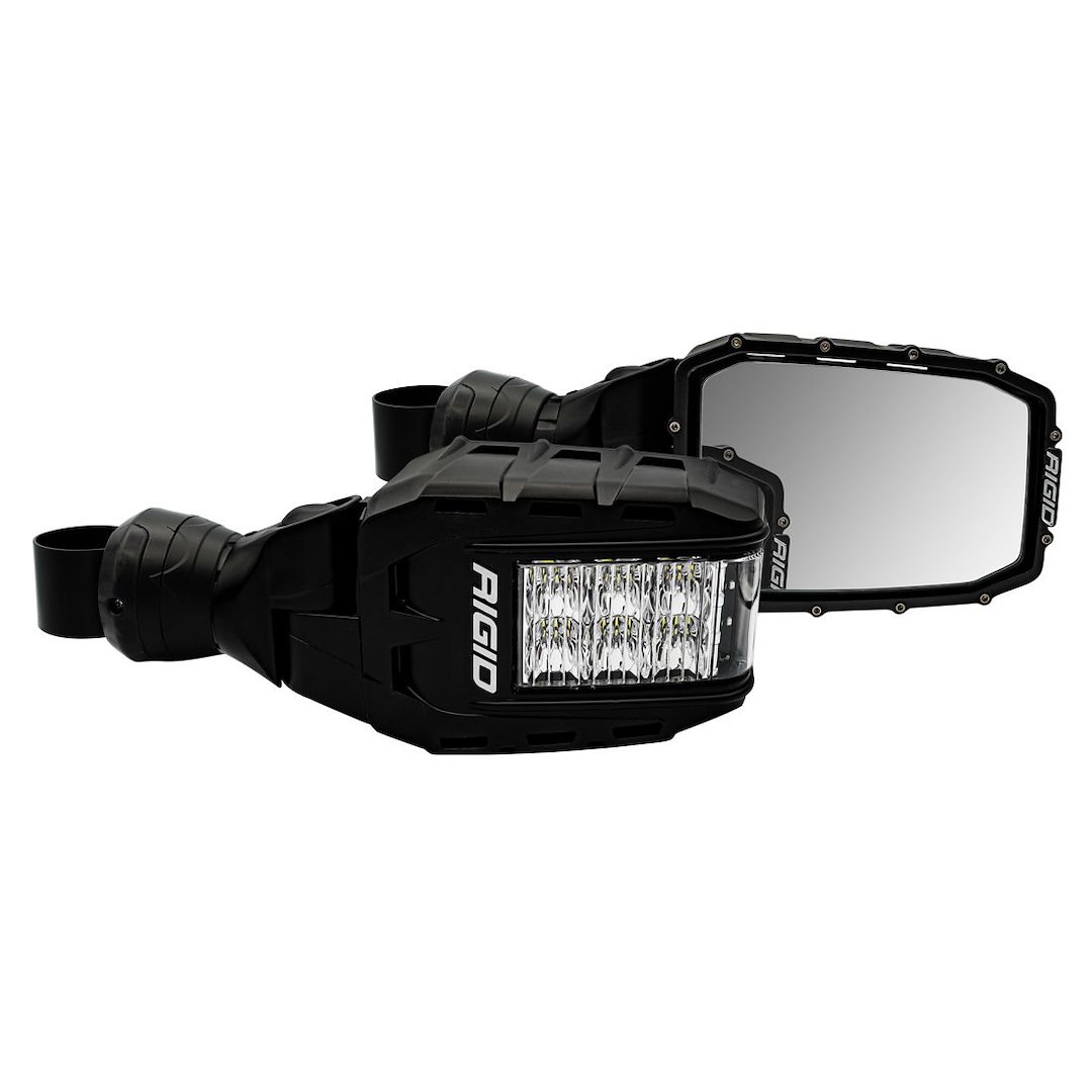 Rigid Industries Exterior Mirror, Reflect, Aftermarket Replacement, Set of 2, Black Housing, Electric, Foldaway, Without Heated Mirrors – 64011