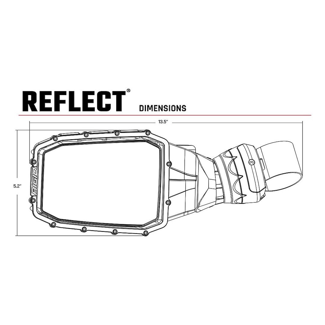 Rigid Industries Exterior Mirror, Reflect, Aftermarket Replacement, Set of 2, Black Housing, Electric, Foldaway, Without Heated Mirrors – 64011
