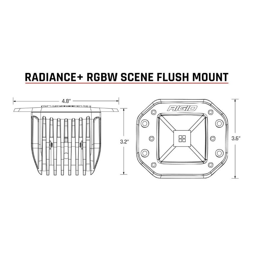 Rigid Industries Driving/ Fog Light, Radiance+, LED Bulb, 4 LED Clear Bulb, 4.8 Inch X 3.6 Inch Rectangular, 1.7 Amp Draw at 14 Volt, 24 Watt – 682153
