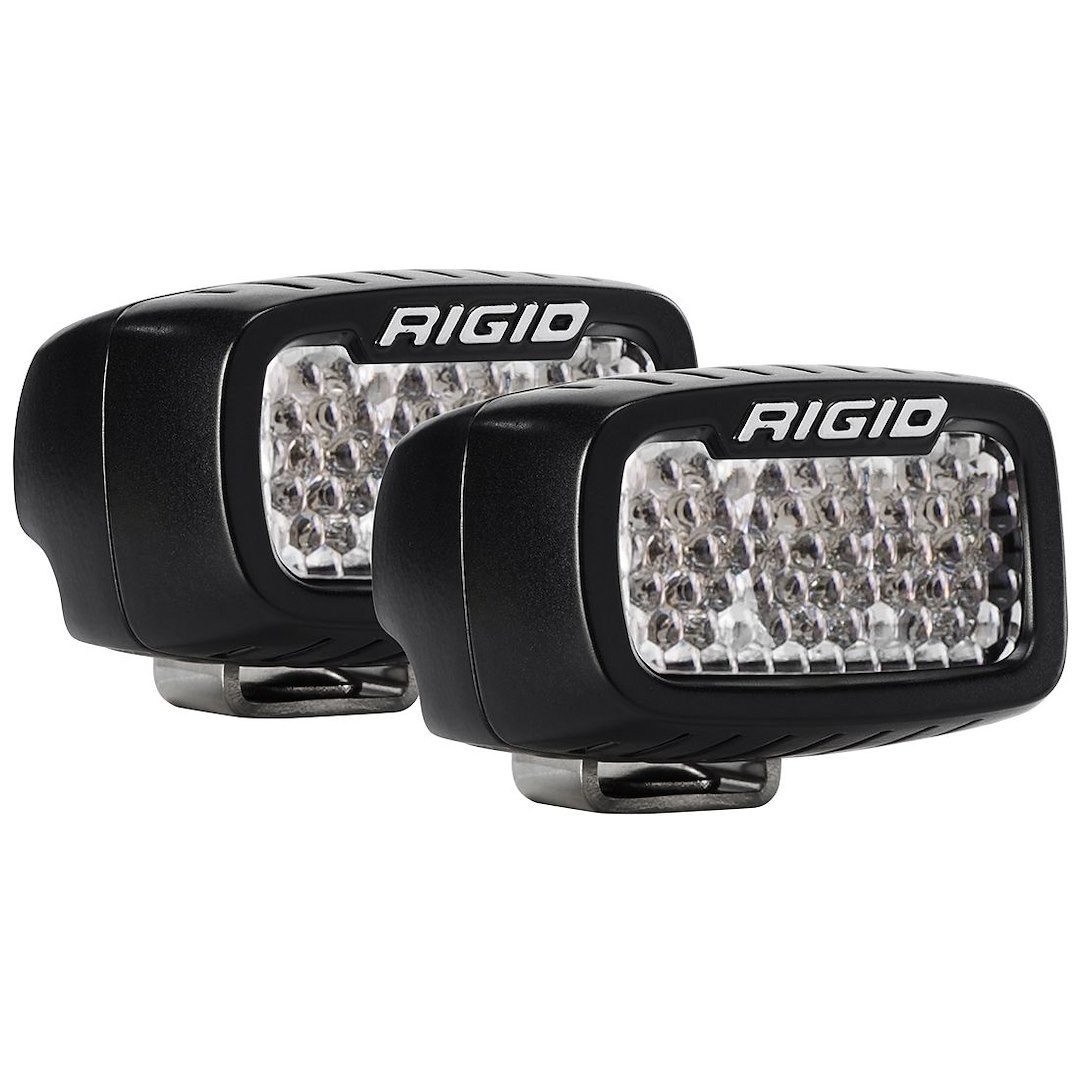 Rigid Industries Backup Light – LED, Srm Series, Bumper Mount, Set of 2, White LED, Black Cast Aluminum Housing, 60 Degree Diffused Pattern – 980003