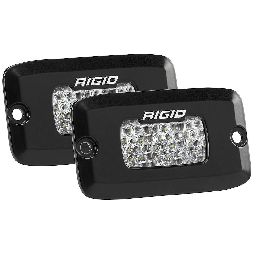 Rigid Industries Backup Light – LED, Srm Series, Bumper Flush Mount, Set of 2, White LED, Black Cast Aluminum Housing – 980013