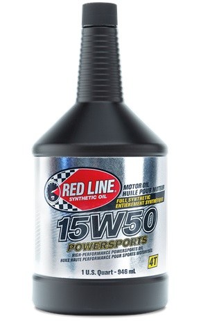 Red Line Oil, Powersports, SAE 15W-50, Synthetic, 1 Quart Bottle, Single – 42104