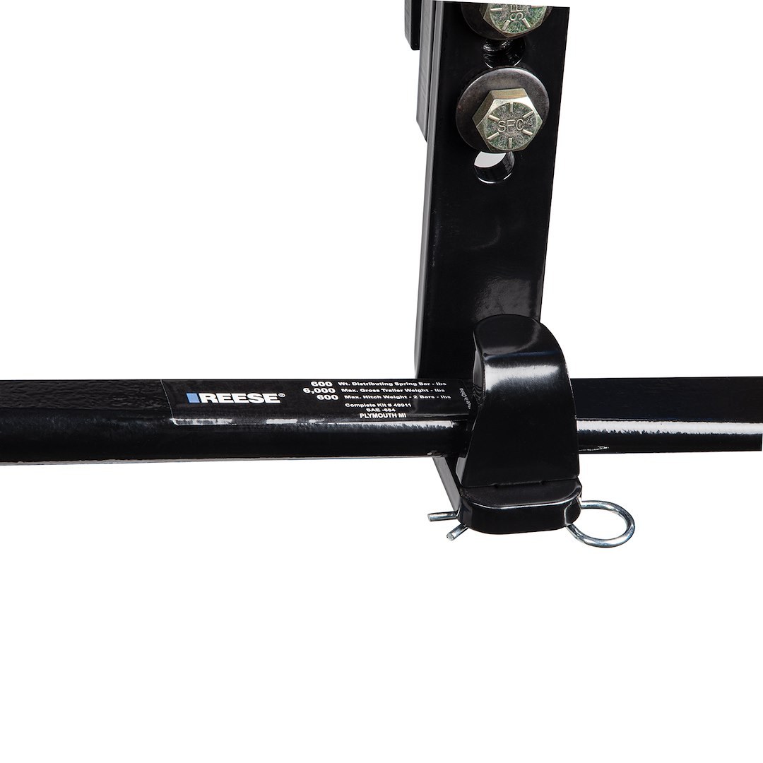 Reese Weight Distribution Hitch, Round Bar, 1150 Pound Tongue Weight/ 11500 Pound Gross Trailer Weight Capacity, Clamp-On, With Sway Control – 49913