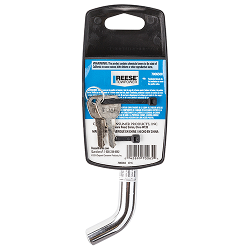 Reese Trailer Hitch Pin, Towpower, Barbell, Use with 2 Inch Class III and IV Hitches, 5/8 Inch Diameter, Key Lock, Single, Includes 2 Keys – 7006500