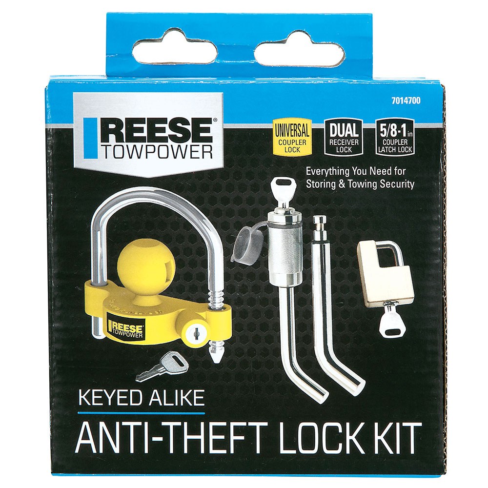 Reese Trailer Hitch Accessory Kit, Towpower, Includes Tongue Lock/ Coupler Lock/ Ball Mount Lock – 7014700